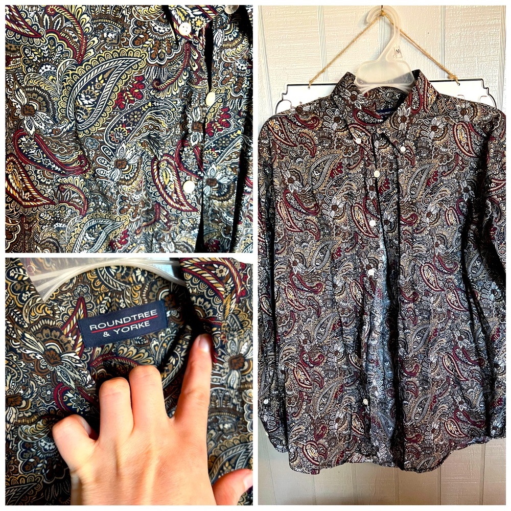 Men’s paisley button down shirt. Size medium.